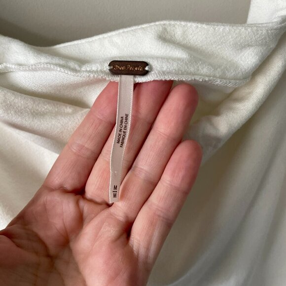 Free People Rock With It Off-Shoulder Embroidered 3/4 Sleeve Blouse Cream Medium - Picture 5 of 7